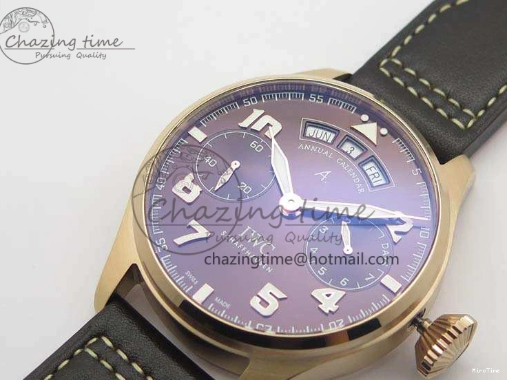 MIROTIME 1221 Popular Big Pilot Real PR IW502706 RG YLF 1:1 Best Edition Brown Dial On Calfskin Strap A 7223